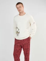 PIGIAMA UOMO GISELA IN COTONE SNOOPY CON PANTALONE STAMPATO COLOR BORGOGNA - immagine 2