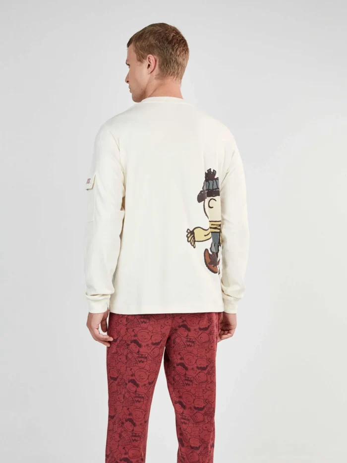 PIGIAMA UOMO GISELA IN COTONE SNOOPY CON PANTALONE STAMPATO COLOR BORGOGNA - immagine 3