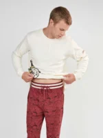PIGIAMA UOMO GISELA IN COTONE SNOOPY CON PANTALONE STAMPATO COLOR BORGOGNA - immagine 4