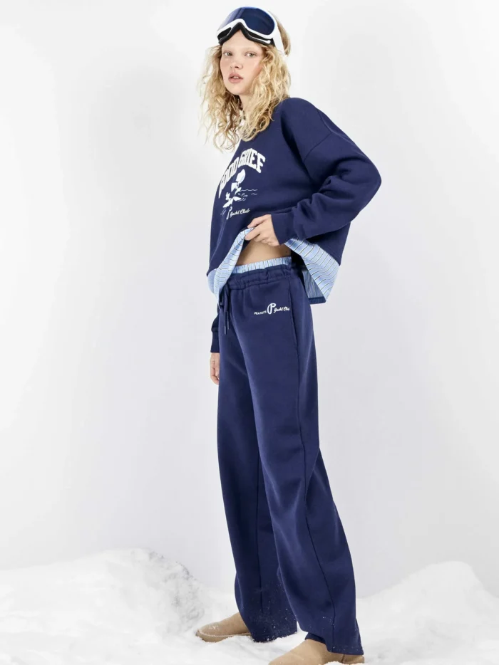 PIGIAMA DONNA GISELA SNOOPY BLU CON EFFETTO CAMICIA E PANTALONE LARGO - immagine 2