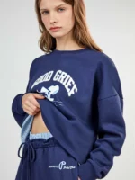 PIGIAMA DONNA GISELA SNOOPY BLU CON EFFETTO CAMICIA E PANTALONE LARGO - immagine 3