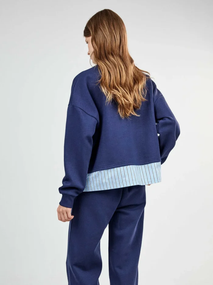 PIGIAMA DONNA GISELA SNOOPY BLU CON EFFETTO CAMICIA E PANTALONE LARGO - immagine 4