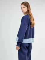 PIGIAMA DONNA GISELA SNOOPY BLU CON EFFETTO CAMICIA E PANTALONE LARGO - immagine 5