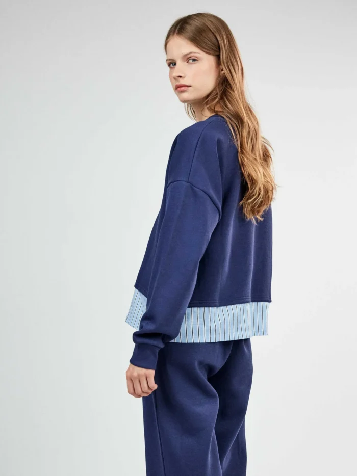 PIGIAMA DONNA GISELA SNOOPY BLU CON EFFETTO CAMICIA E PANTALONE LARGO - immagine 5