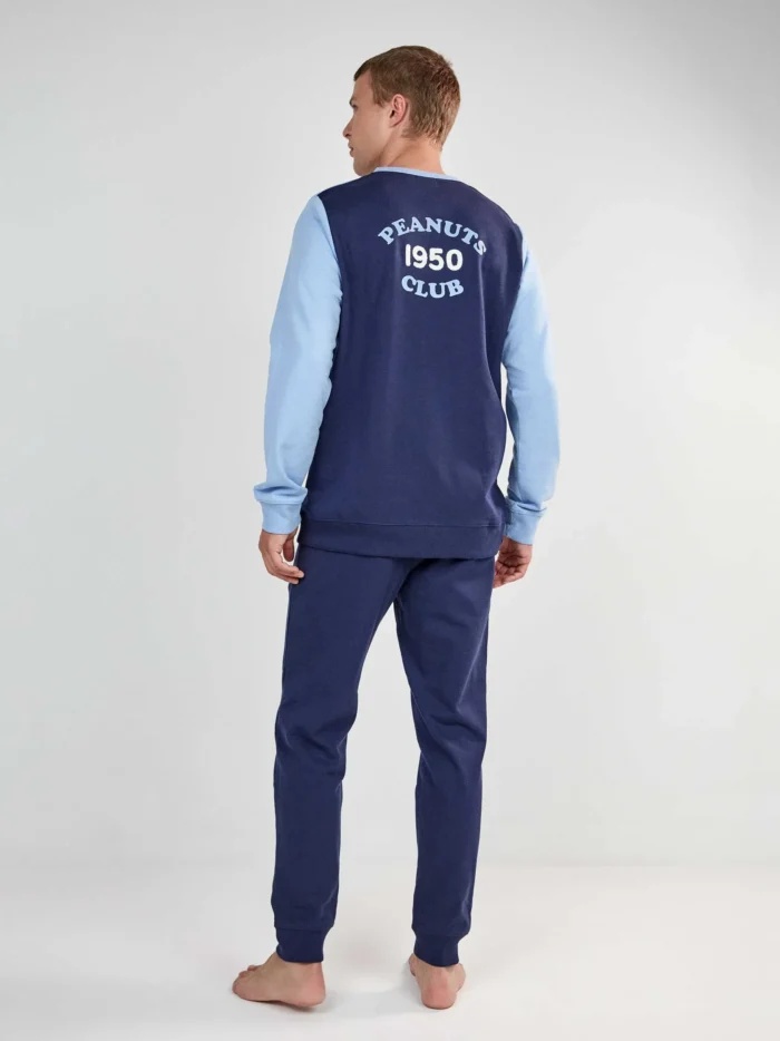 PIGIAMA UOMO GISELA IN COTONE SNOOPY MAGLIA AZZURRA, BLU E BIANCA E PANTALONE BLU - immagine 4