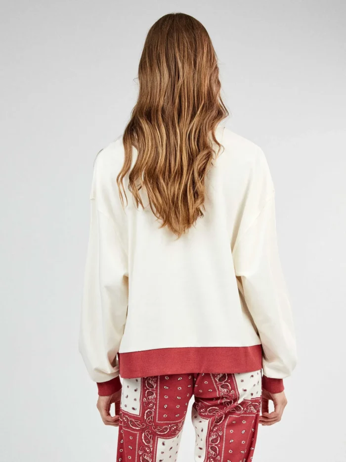 PIGIAMA DONNA GISELA SNOOPY MAGLIA BIANCA E ROSSA PANTALONE ROSSO "PATCHWORK" PAISLEY - immagine 5