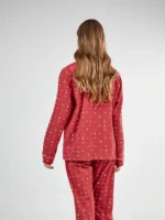 PIGIAMA DONNA GISELA APERTO CON BOTTONI ROSSO CON MINI STAMPA SNOOPY - immagine 5