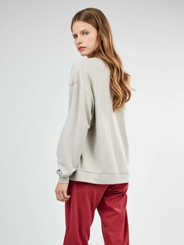PIGIAMA DONNA GISELA IN COTONE TWEETY E GATTO SILVESTRO MAGLIA GRIGIA E PANTALONE ROSSO - immagine 5