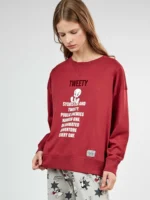 PIGIAMA DONNA GISELA TWEETY IN COTONE MAGLIA ROSSA E PANTALONE GRIGIO - immagine 2