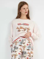 PIGIAMA DONNA GISELA TOM & JERRY IN COTONE MAGLIA BIANCA E PANTALONE STAMPATO - immagine 3