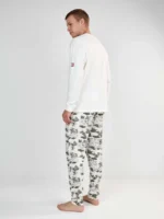 PIGIAMA UOMO GISELA IN COTONE TOM & JERRY MAGLIA BIANCA E PANTALONE GRIGIO STAMPATO - immagine 4