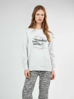 PIGIAMA DONNA GISELA IN COTONE SEX & THE CITY PANTALONE ZEBRATO NERO E MAGLIA GRIGIA - immagine 2