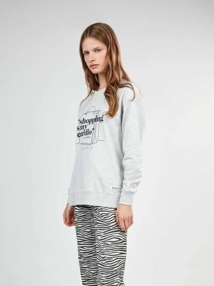 PIGIAMA DONNA GISELA IN COTONE SEX & THE CITY PANTALONE ZEBRATO NERO E MAGLIA GRIGIA - immagine 3