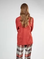 PIGIAMA DONNA GISELA HARRY POTTER MAGLIA IN COTONE COLOR COCCIO E PANTALONE IN FLANELLA A SCACCHI - immagine 3