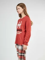 PIGIAMA DONNA GISELA HARRY POTTER MAGLIA IN COTONE COLOR COCCIO E PANTALONE IN FLANELLA A SCACCHI - immagine 4