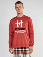 PIGIAMA UOMO GISELA HARRY POTTER IN COTONE MAGLIA COLOR COCCIO E PANTALONE IN FLANELLA A SCACCHI - immagine 2