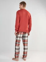 PIGIAMA UOMO GISELA HARRY POTTER IN COTONE MAGLIA COLOR COCCIO E PANTALONE IN FLANELLA A SCACCHI - immagine 4
