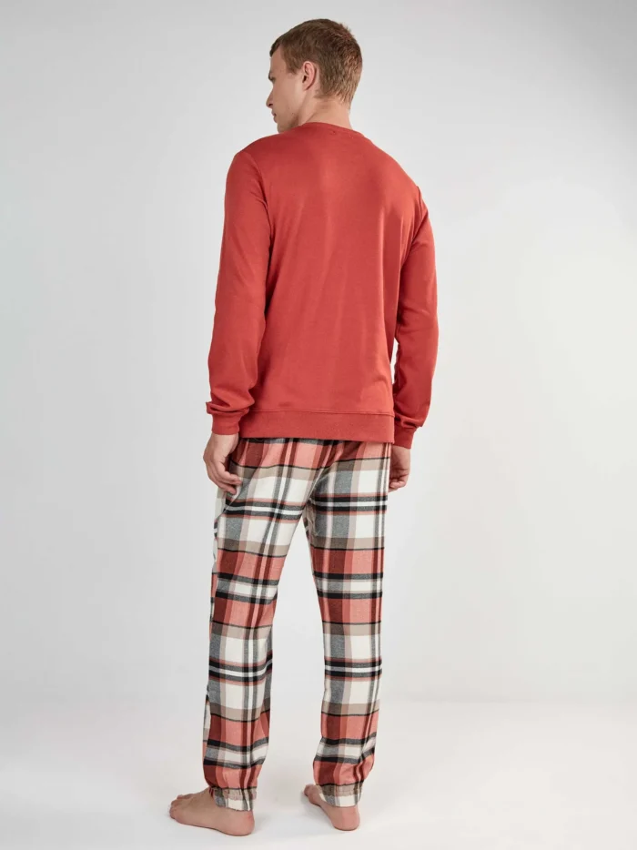 PIGIAMA UOMO GISELA HARRY POTTER IN COTONE MAGLIA COLOR COCCIO E PANTALONE IN FLANELLA A SCACCHI - immagine 4