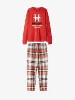 PIGIAMA UOMO GISELA HARRY POTTER IN COTONE MAGLIA COLOR COCCIO E PANTALONE IN FLANELLA A SCACCHI - immagine 5