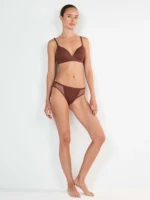 COMPLETO INTIMO DONNA GISELA MARRONE CON COPPA PREFORMATA E BRASILIANA - immagine 3