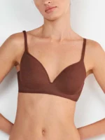 COMPLETO INTIMO DONNA GISELA MARRONE CON COPPA PREFORMATA E BRASILIANA - immagine 5